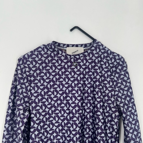 Coperni Geometric Printed Long Sleeve Logo Plaque Top In Blue & Purple - Picture 1 of 7